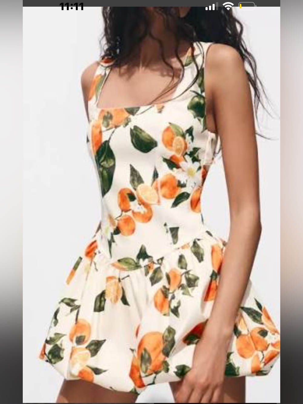 Zara Cream Dress with Orange & Green Citrus Print
